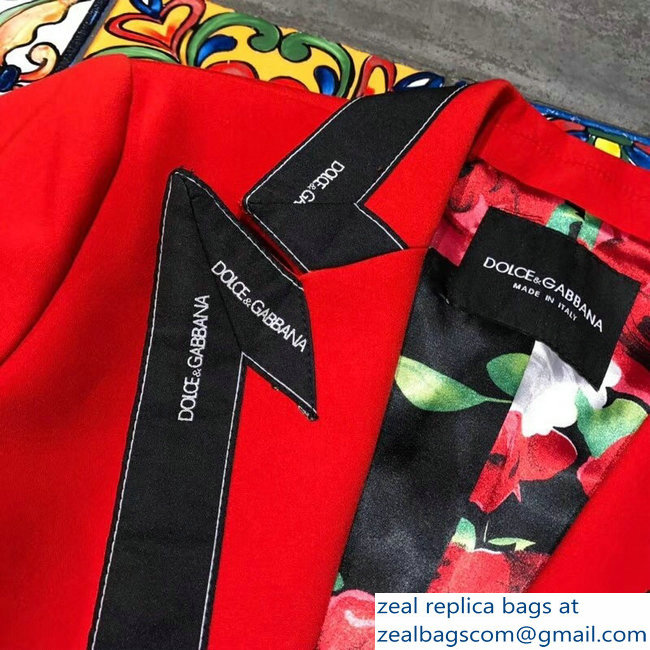 Dolce  &  Gabbana Short Single-Breasted Gabardine Blazer Red Jacket 2018